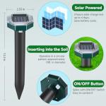 Mole Repellent Solar Powered, Ultrasonic Mole Deterrent Stakes, Sonic Spikes Repeller Snake Groundhog Vole Gopher Repellent for Lawns Garden Yard