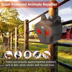 X-octenol Solar Powered Outdoor Racoon Repellent Devices with Flashing Lights, Waterproof Coyote Deterrent Device Energy-Efficient Chicken Coop Predator Protection Scare Away Noctunal Animals