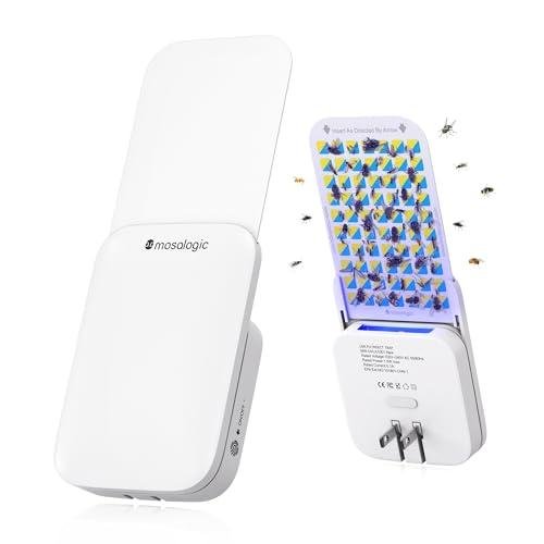 Mosalogic Fruit Fly Traps for Indoors Gnat Trap for House Indoor- 600 Sqft Protection Area UV Fly Insect Trapper for Fruit Flies，Gnat，Mosquito，and Other Flying Insect Plug in Bug Killer White