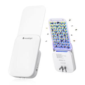 Mosalogic Fruit Fly Traps for Indoors Gnat Trap for House Indoor- 600 Sqft Protection Area UV Fly Insect Trapper for Fruit Flies，Gnat，Mosquito，and Other Flying Insect Plug in Bug Killer White