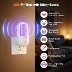 Zapiie Fly Trap Indoor, Plug-in Flying Insect Trap, Fruit Fly Traps for Indoors with Dual Band Powerful Mosquito Control UV Light and 5 Replaceable 360° Sticky Glue Boards