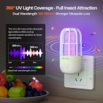 Zapiie Fly Trap Indoor, Plug-in Flying Insect Trap, Fruit Fly Traps for Indoors with Dual Band Powerful Mosquito Control UV Light and 5 Replaceable 360° Sticky Glue Boards