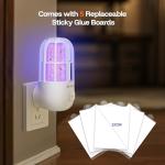 Zapiie Fly Trap Indoor, Plug-in Flying Insect Trap, Fruit Fly Traps for Indoors with Dual Band Powerful Mosquito Control UV Light and 5 Replaceable 360° Sticky Glue Boards