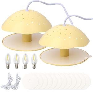 2 Packs Flea Traps for Inside Your Home, with 12 Sticky Discs & 4 LED Bulbs & 2 Electric Wires, Friendly to Pets & Children, Indoor Bed Bug Flea Light Trap Pest Control