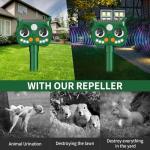 2 Pack 2025 Upgraded Solar Ultrasonic Animal Repellent Outdoor – Motion Activated Deer, Squirrel, Cat, Raccoon, Dog & Bird Deterrent with Multi-Frequency LED Strobe & Ultrasonic Sweep for Yard Garden