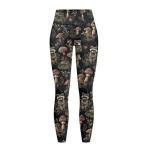 Hucavortre High Waisted Leggings with Pockets Women, Breathable Buttery Elastic Tummy Control Stretchy Yoga Pants for Workout Running Tennis Raccoon Mushroom