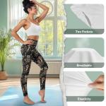 Hucavortre High Waisted Leggings with Pockets Women, Breathable Buttery Elastic Tummy Control Stretchy Yoga Pants for Workout Running Tennis Raccoon Mushroom