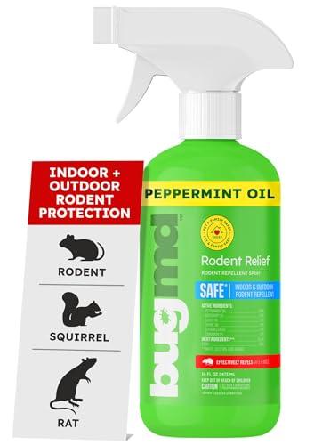 BugMD Peppermint Oil Spray for Rodents - 16oz Mouse Repellent & Rodent Repellent Spray, Natural Mice Repellent with Cinnamon, Clove, and Rosemary Oils - Safe Indoor & Outdoor Use