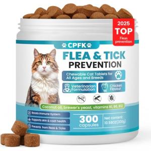 Chewable Flea Treatment for Cats Flea and Tick Prevention for Cats Chewables Fleas Chewables for Cat of All Breeds and Ages 300 Chewable Tablets