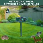 2 Pack 2025 Ultrasonic Animal Repellent Outdoor Cat Repellent Devices Solar Animal Repeller Motion Activated Deterrent to Scare Deer Squirrel Rabbit Raccoon Skunk for Yard Lawn Outdoor