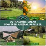 2 Pack 2025 Ultrasonic Animal Repellent Outdoor Cat Repellent Devices Solar Animal Repeller Motion Activated Deterrent to Scare Deer Squirrel Rabbit Raccoon Skunk for Yard Lawn Outdoor