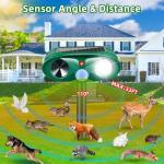 4 Pack 2025 Squirrel Fortress Pro Animal Repellent Ultrasonic Outdoor, Solar Repeller with Motion Sensor & Flash Light, Waterproof Dog Skunk Raccoon Rodent Rabbit Cat Deer Repellent for Yard Farm