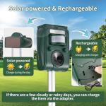 Upgraded Solar Ultrasonic Deer Repellent Devices Motion Detection, Waterproof Cat Repellent Outdoor, Squirrel Raccoon Rabbit Dog Repellent Deterrent with LED Flash Lights for Yard Farm Garden