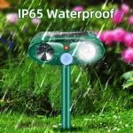 4 Pack 2025 Squirrel Fortress Pro Animal Repellent Ultrasonic Outdoor, Solar Repeller with Motion Sensor & Flash Light, Waterproof Dog Skunk Raccoon Rodent Rabbit Cat Deer Repellent for Yard Farm