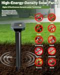 Snake & Mole & Rabbit & Skunk Repellent Solar Powered, Ultrasonic Deterrent, IP65 Waterproof, Gopher Groundhog Rodent Chipmunk Raccoon and Vole Repellent & Deterrent for Lawn & Garden, 4 Pack