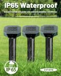 Snake & Mole & Rabbit & Skunk Repellent Solar Powered, Ultrasonic Deterrent, IP65 Waterproof, Gopher Groundhog Rodent Chipmunk Raccoon and Vole Repellent & Deterrent for Lawn & Garden, 4 Pack