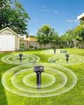Snake & Mole & Rabbit & Skunk Repellent Solar Powered, Ultrasonic Deterrent, IP65 Waterproof, Gopher Groundhog Rodent Chipmunk Raccoon and Vole Repellent & Deterrent for Lawn & Garden, 4 Pack