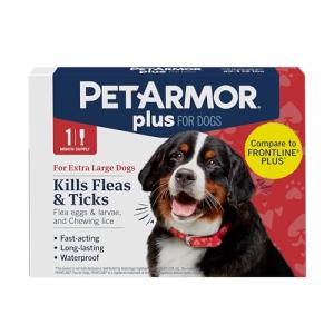 PetArmor Plus Flea and Tick Prevention for Dogs, Dog Flea and Tick Treatment, 1 Dose, Waterproof Topical, Fast Acting, X-Large Dogs (89-132 lbs)