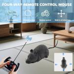 Remote Control Rat Mouse Cat Toy Realistic RC Fake Rat Mouse Toy Flocking Wireless Chasing Electronic Interactive Cat Toys Prank Joke Scary Trick Rats for Cats Dogs Pets Novelty Gift (Grey)