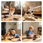 Remote Control Rat Mouse Cat Toy Realistic RC Fake Rat Mouse Toy Flocking Wireless Chasing Electronic Interactive Cat Toys Prank Joke Scary Trick Rats for Cats Dogs Pets Novelty Gift (Grey)