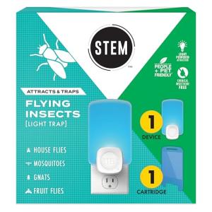 STEM Light Trap: Indoor Fruit Fly Trap, Effective Insect Control for Home, Attracts and Traps Flying Insects, Emits Soft Blue Light, Starter Kit with 1 Plug-In Device and 1 Cartridge