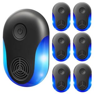 2025 Upgraded Version Ultrasonic Repeller 6 Pack, Indoor Ultrasonic and Repellent for Pest Insect, Roach, Rodent, Mouse, Bugs, Ant, Mosquito, Mice, Spider, Electronic Plug in Pest Control (6)