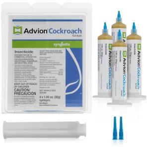 Advion Cockroach Gel Bait, 4 Tubes x 30-Grams, 1 Plunger and 2 Tips, Indoor and Outdoor Use, Roach Killer Gel for American, German and Other Major Cockroach Species (2 Pack)