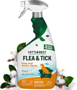 Vet’s Best Flea & Tick Home Spray for Dogs – Plant-Based Flea and Tick Treatment with Cotton Spice Scent – Indoor Flea Spray for Dogs – Made in USA Flea Control for Home Use – 32 oz