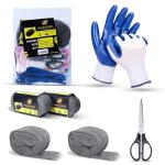 2 Pack SIMBA Steel Wool for Mice Control 3" x 12ft and Scissors & Gloves, Hole and Gap Filler, Protect Home, Garage, Pipeline, Vent, 2pc 3x12ft+Sci+Glo