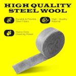 2 Pack SIMBA Steel Wool for Mice Control 3" x 12ft and Scissors & Gloves, Hole and Gap Filler, Protect Home, Garage, Pipeline, Vent, 2pc 3x12ft+Sci+Glo