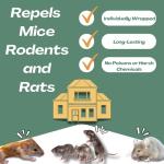 Rodent Mice Repellent - Indoor Outdoor Rodent Control for Home, Cars, Sheds, Long-Lasting 30-60 Days, Pet Safe Essential Peppermint Oil Formula,Squirrel Repellent,12 PCS Covers 650 Sq. Ft