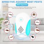 [2025 Upgraded] Ultrasonic Insect & Pest Indoor Repeller, Electronic Plug-in Control Repellent for Roach, Mouse, Rodent, Bugs, Mosquito, Mice, Ant, Spider, 2 Mode Switching (6 Pack)