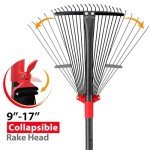 Adjustable Metal Leaf Rake with Collapsible Head