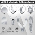 4PC Drain Snake Drill Attachment Set for Cleaning