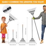 Adjustable High-Carbon Steel Leaf Rake for Gardens