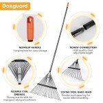 Daxguard Adjustable High-Carbon Steel Leaf Rake