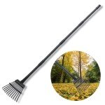 11-Tine Adjustable Metal Garden Rake for Leaves