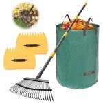 Heavy-Duty Leaf Rake Set with Scoops & Bags
