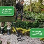 11-Tine Adjustable Metal Garden Rake for Leaves