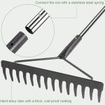 Heavy Duty 5.9FT Garden Rake with Metal Tines