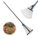Expandable Heavy-Duty Leaf Rake with Adjustable Handle