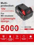 Ymawetia 18V 5.0AH Battery for Milwaukee Tools