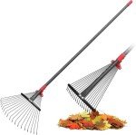 Adjustable 70-Inch Metal Rake with 18 Tines