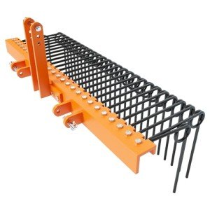 72-Inch Pine Straw Rake for Tractors - Orange