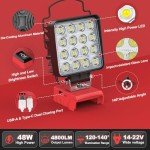 Cordless LED Work Light for Milwaukee Tools, 2PCS