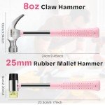 Pink Mini Hammer Set: Claw & Rubber Mallet