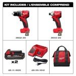 Milwaukee M18 18V Brushless Hammer Drill Combo Kit