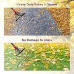 Adjustable 70-Inch Metal Rake with 18 Tines