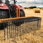 72" Heavy-Duty 3-Point Tractor Rake for Landscaping