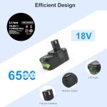 2-Pack 6.5Ah Lithium-ion Replace Ryobi 18V Batteries